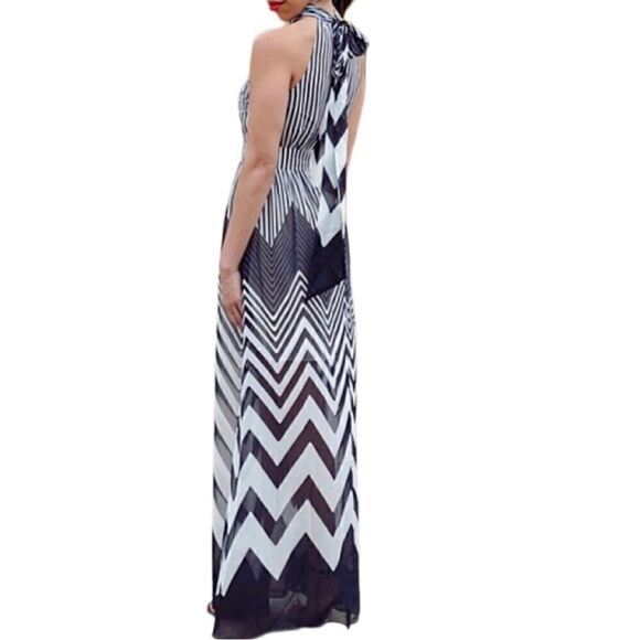 Striped & Chevron Maxi Dress Sz M - Picture 2 of 5